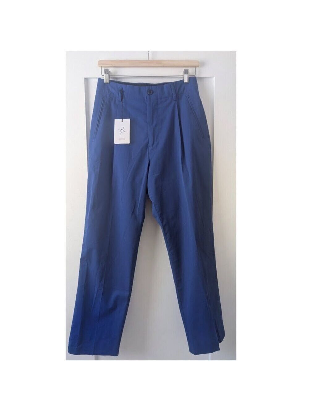 NWT Paul Smith | Cotton Pleated Ankle-Length Trousers in Cobalt Blue
